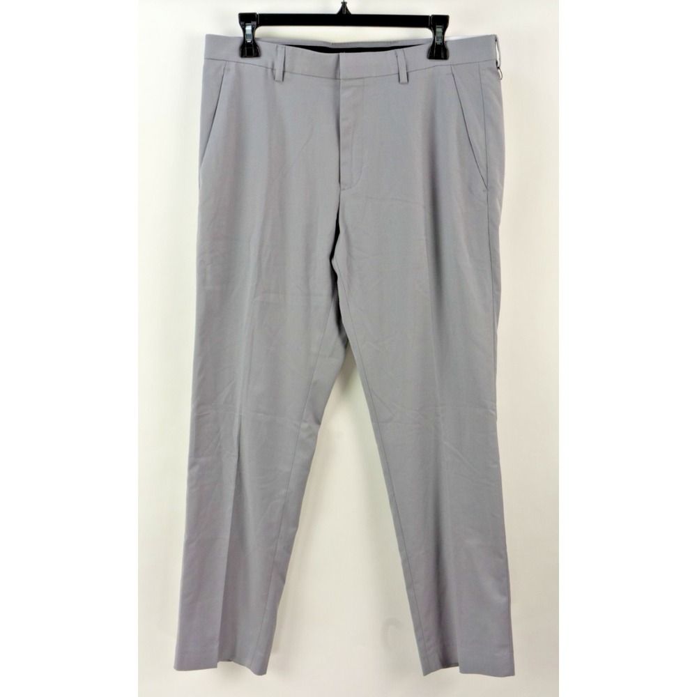 $95 Perry Ellis‎ Slim Fit Performance Dress Pants Men's 32 x 30 Light Grey Solid